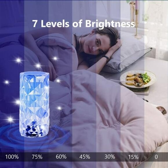 Crystal Table Lamp, Rose Lamp with Touch Remote Control, 16 Color Changing - Picture 2 of 6